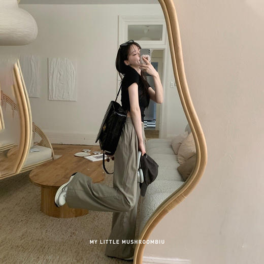 金蘑菇菇  皱皱裤/ 垂感拖地凉凉裤直筒宽松休闲防晒长裤女 商品图8
