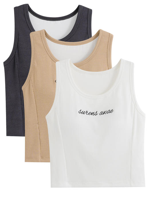 【第二件 0 元｜ 满2件 5 折】【秀黛】女时尚罗纹罩杯背心女士背心L2776007T【门店同款】 商品图0