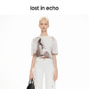 lost in echo2024春夏新品设计师品牌光影印花交叉镂空短款T恤 商品缩略图3