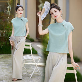 时尚气质，休闲上衣＋阔腿裤两件套HR-GJC9251