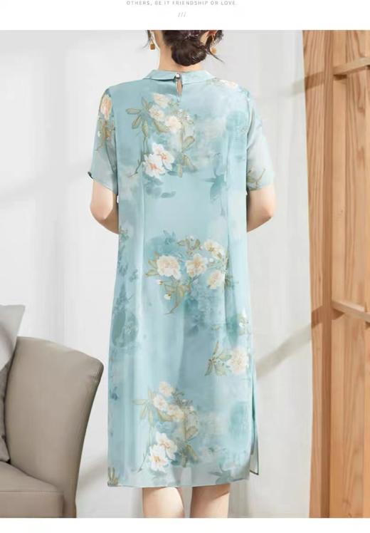 特价促！！轻微抽丝处理（欣迪奥）LYQ101小翻领侧开叉改良旗袍风宽松国风连衣裙-喜出 商品图6