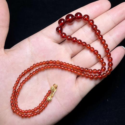 石榴石项链-银扣圆珠塔链 商品图0