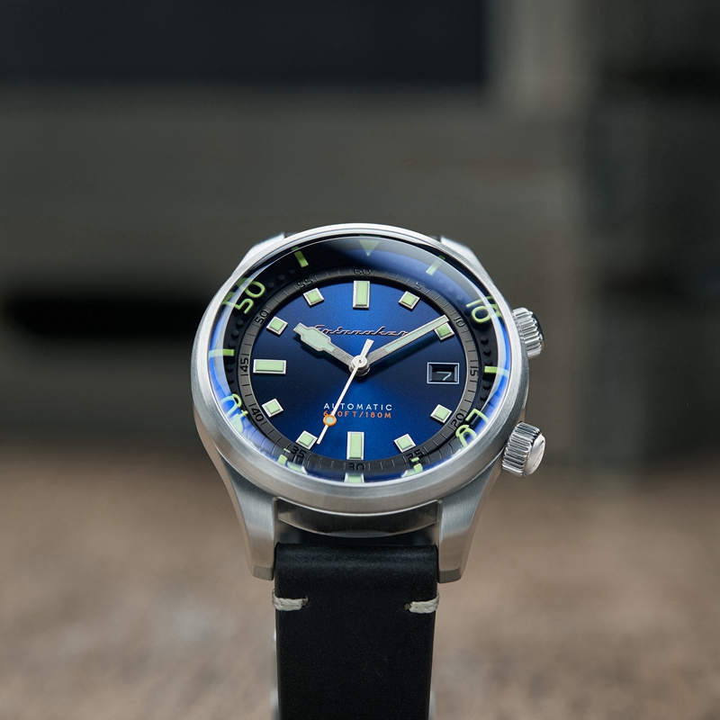 英国SPINNAKER三角帆复古潜水自动机械手表BRADNER夜光水鬼皮表带