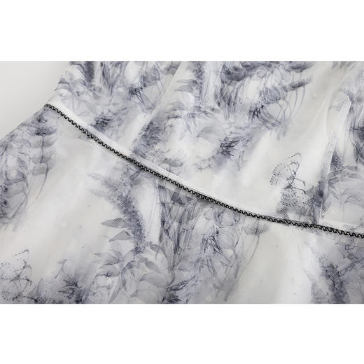 司歌网纱印花连衣群短袖圆领显瘦EA891341 商品图2