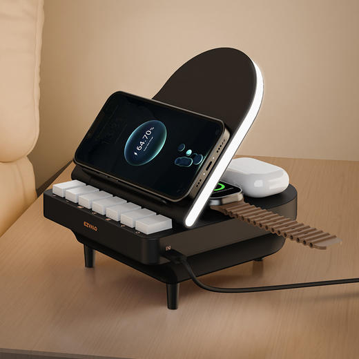 EZM2408A-BL 几光无线充电音乐台灯-标准版 商品图1