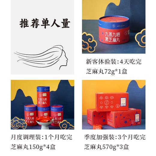 【益品良食】谦益九蒸九晒黑芝麻丸72g/150g/570g 古方工艺 去皮好吸收 健康食养 熬夜久坐 头发烦恼 送长辈 商品图8