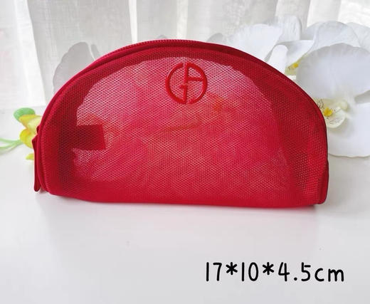 Armani阿玛尼 2024新款 化妆包化妆袋 洗漱包收纳包（红色网纱） 商品图0