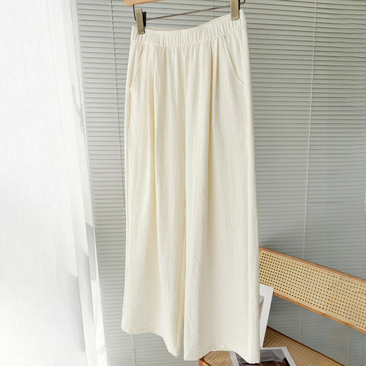 【E】女夏季薄款垂感防晒休闲运动缎面泡泡山本褶皱阔腿裤HK8023 商品图2