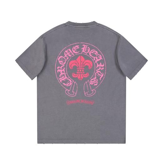 CH 2024夏新款 经典马蹄元素 洗水做旧磨破 OVERSIZE圆领短袖T恤 男女情侣款 Z-11606 商品图7