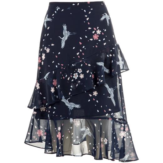 欧芮儿雪纺半身裙女中长款2019秋装女装荷叶边a字裙叠叠裙女裙 商品图4