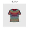 03-4潘依绣丁丁宠粉【彩趣纷呈】韩系撞色彩虹条纹修身短袖T恤 WH00151 商品缩略图1