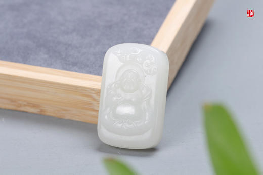 和田白玉【欢喜弥勒佛】吊坠， 配精美挂绳 商品图0