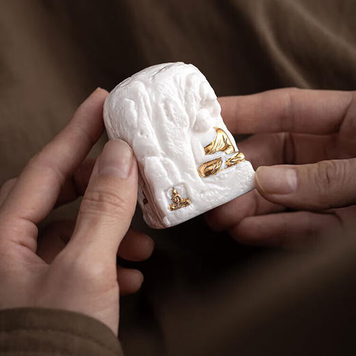 敦煌文创寻愿石羊脂玉瓷茶宠手把件男士文玩摆件生日礼物结婚礼品 敦煌·盛唐福光 商品图5
