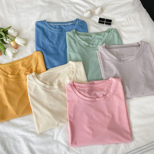 布小九冰凉长裙冰丝睡衣女夏季居家凉凉裙纯色连衣睡裙薄款圆领显瘦百搭舒适休闲 商品图8