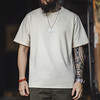工装优选 美式复古米白色正肩短袖T恤二本针圆领纯色打底汗衫男夏 商品缩略图4