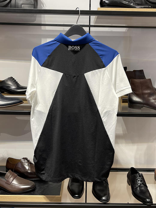 瑕疵HUGO BOSS/胡戈波士 男士插肩袖半拉链拼色LOGO印花短袖POLO衫 商品图1