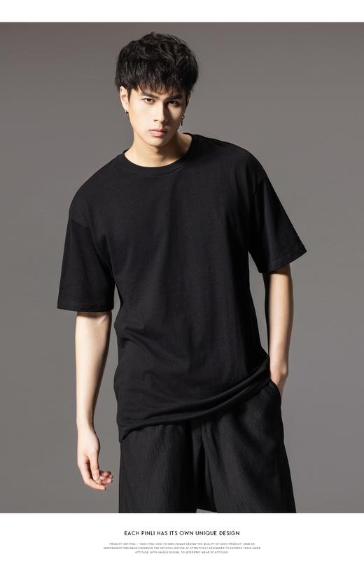 PINLI品立2024夏季新款纯色短袖T恤男士百搭时尚圆领上衣打底衫潮 商品图2