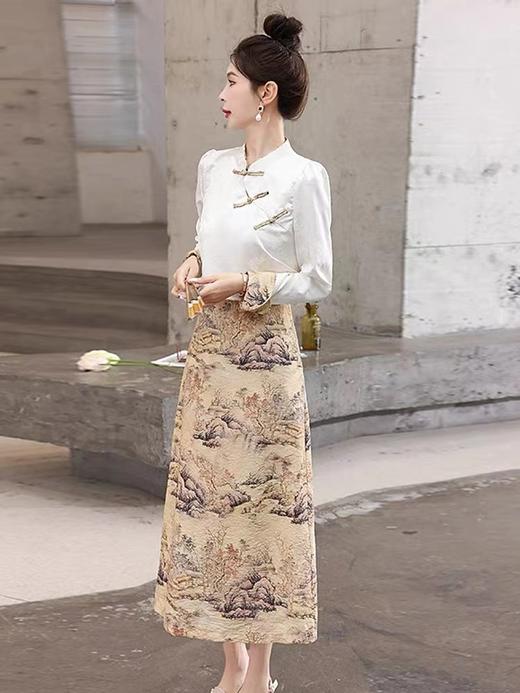 NO退 介意勿入 微瑕 清 喜出-（套装）8802新中式复古套装两件套提花旗袍套装 商品图1