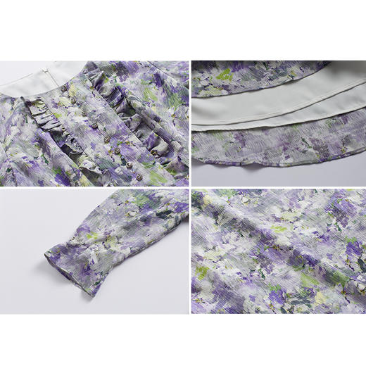 司歌弹力印花中袖连衣裙油画显瘦EA891244X 商品图1