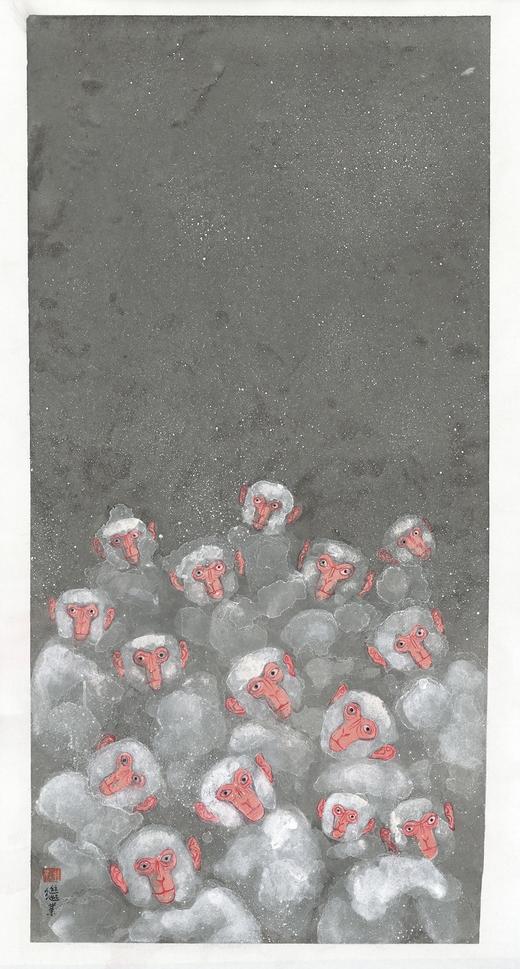 薛继业水墨高精版画画心无框群猫、蓝鲸、桃花坞、红莲 商品图6