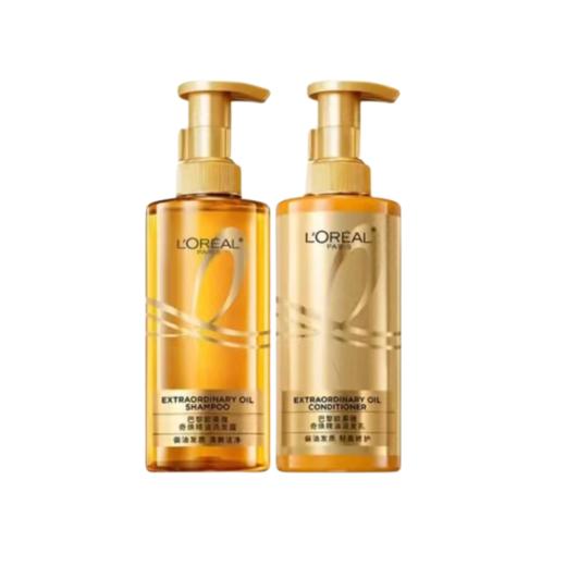 欧莱雅奇焕精油垂顺大金瓶洗发水护发素改善毛躁无硅油洗头膏洗护套装 奇焕垂顺洗发露440ml 商品图0