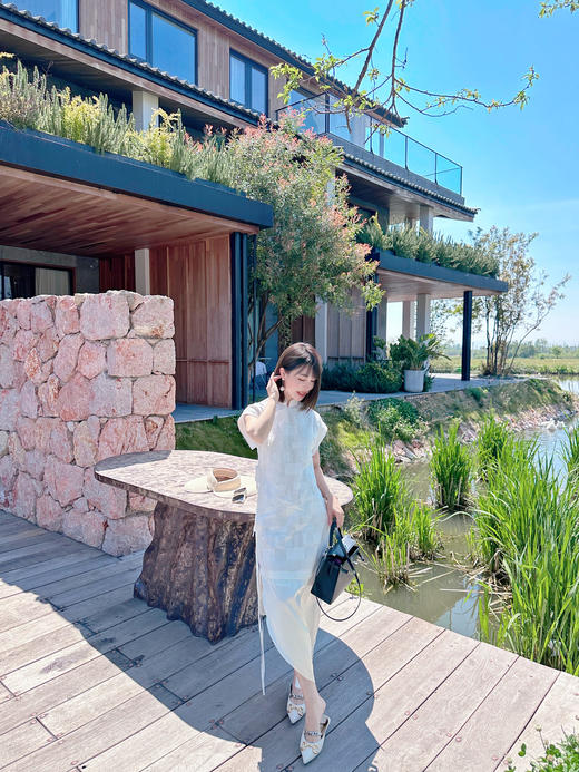 PIANAI冷小姐#白色改良休闲旗袍连衣裙 商品图4