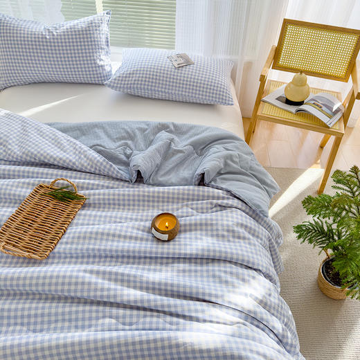 无印风格子云朵棉夏被200*230cm 商品图1