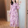 AHM-3606法式名媛风紫色夏季新款简约时尚甜美减龄浪漫碎花裙 商品缩略图3