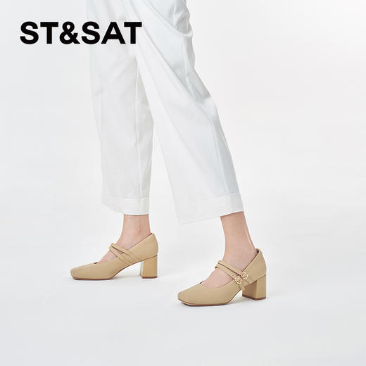 星期六简约方头粗跟玛丽珍SSC1111095 商品图1