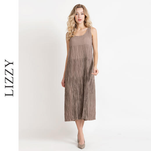 LIZZY 优雅高级感褶皱通勤休闲舒适背心连衣裙8032 商品图2