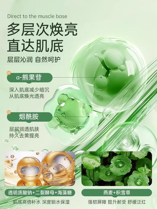 【老客专属福利】α-熊果苷焕亮精粹水120ml*2（送泛醇积雪草舒缓修护面膜5片/单片+温和双效化妆棉30片/袋） #熊果苷发光爽肤水去黄提亮收缩毛孔补水保湿化妆水女男正品 商品图4