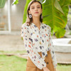 欧芮儿冬季2021款女装蝴蝶结系带衬衫女印花木耳边拼接宽松小衫 商品缩略图0