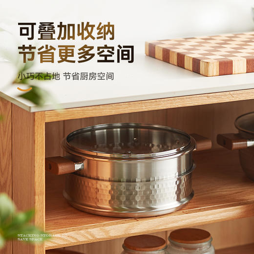 304不锈钢 上蒸下煮 加厚双耳炖锅 燃气电磁炉通用  A-4639 kimscook 商品图6