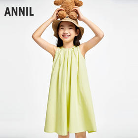 女童无袖连衣裙夏新款纯棉甜美纯色透气公主裙子安奈儿童装EG423121