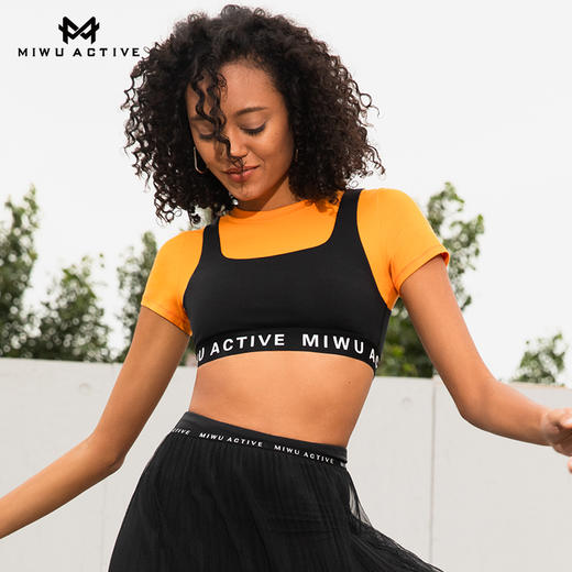 【清仓不退换】迷悟MW10T004撞色紧身T恤 商品图0