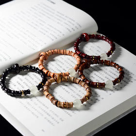 【名族风新款手串】2024新款绿檀花梨木紫檀竹节单圈民族风夜光永夜款跑环手串-24XPXH026