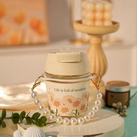 珍珠手提链吸管玻璃杯饮水杯350ml