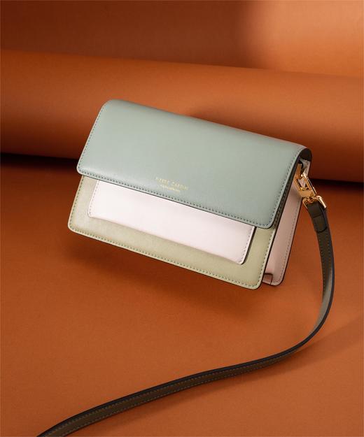 PIERRE CARDIN‘都市时尚’系列时髦拼接色牛皮包女士单肩斜挎包 商品图1