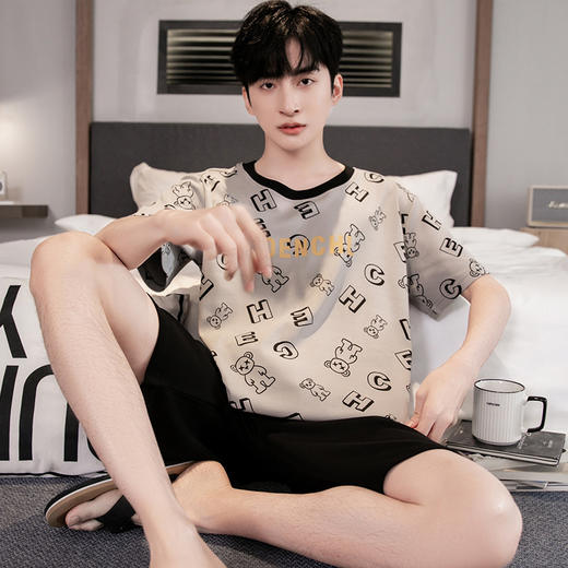 睡衣男士夏季纯棉短袖短裤套装薄款透气卡通休闲青年可出门家居服   JL-YS9039 商品图0