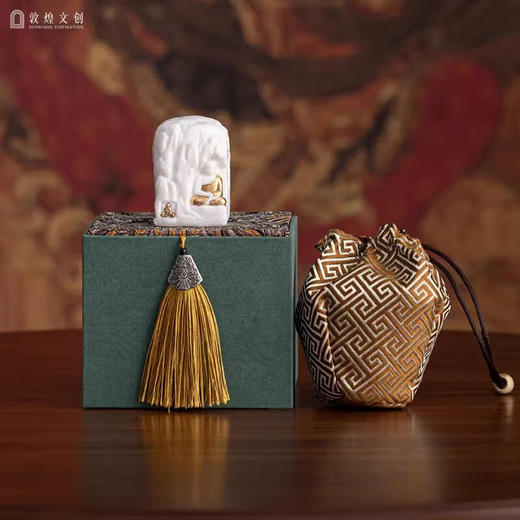 敦煌文创寻愿石羊脂玉瓷茶宠手把件男士文玩摆件生日礼物结婚礼品 敦煌·盛唐福光 商品图0