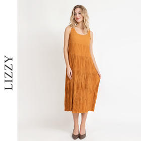 LIZZY 优雅高级感褶皱通勤休闲舒适背心连衣裙8032