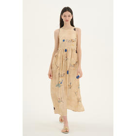 MAISON CECILE仙鹤与孔雀新中式风复古真丝桑蚕丝背心连衣裙