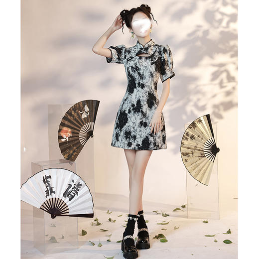 裁缝学苑AS224夏季国潮短款改良旗袍纸样新中式连衣裙做衣服打版裁剪样板 商品图3