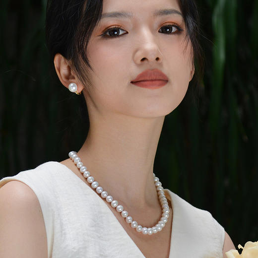 Manreya玛芮雅“繁花” 10mm-12mm银镀金淡水珍珠耳夹 商品图8