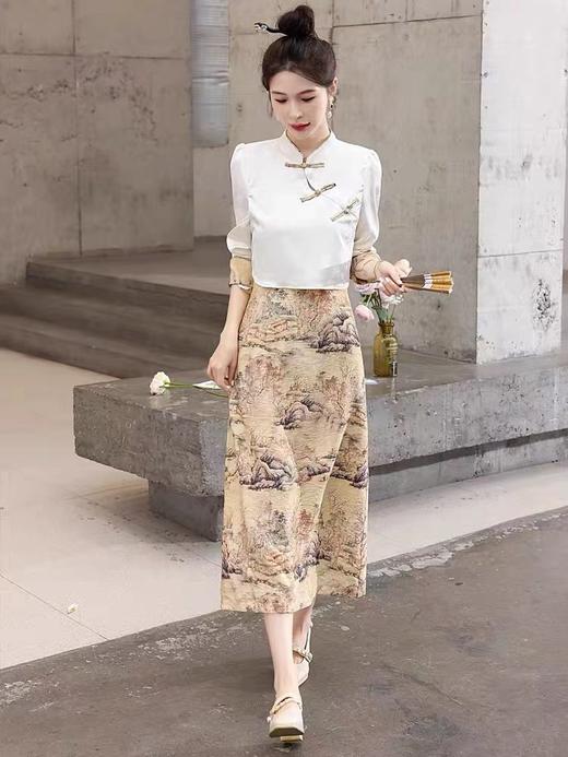 NO退 介意勿入 微瑕 清 喜出-（套装）8802新中式复古套装两件套提花旗袍套装 商品图2