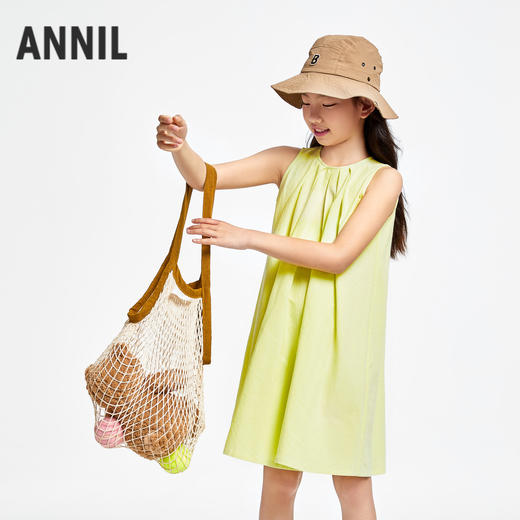 女童无袖连衣裙夏新款纯棉甜美纯色透气公主裙子安奈儿童装EG423121 商品图1