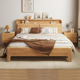 北欧风实木床#K1原木色（免费上门安装）齐