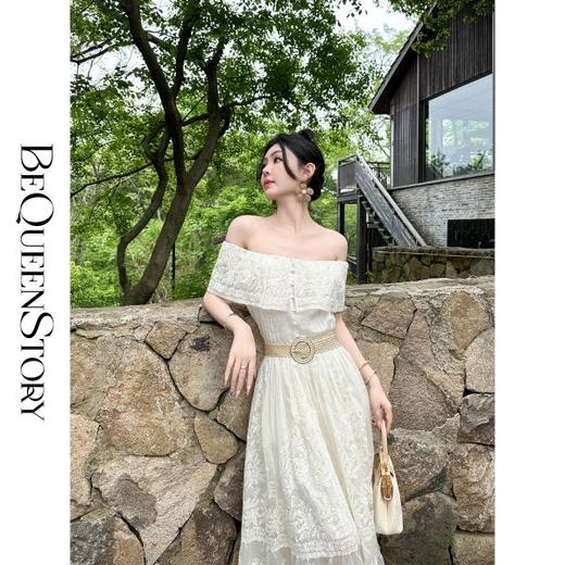 余潇潇【美神维纳斯】飘逸感天丝刺绣蘑菇扣伞摆女装连衣裙 商品图2