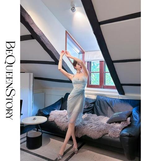 余潇潇【深海精灵】优雅蕾丝带胸衣鱼骨圆环收腰抽褶连衣裙 商品图2