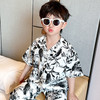 【59.9/2套 】韩系痞帅风破卡棉空调服套装家居服男女宝宝夏季棉绸防蚊套装90-160cm 商品缩略图7
